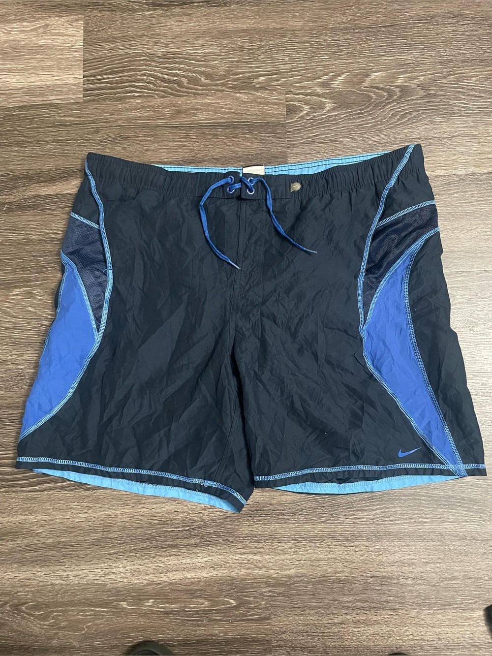 Nike Black Swim Trunks with Blue Accents